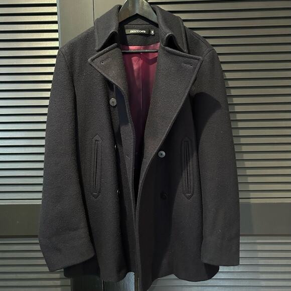 DKNY Women’s Dark Navy Double-Breasted Wool Blend Pea Coat, Size 10 - Picture 3 of 11